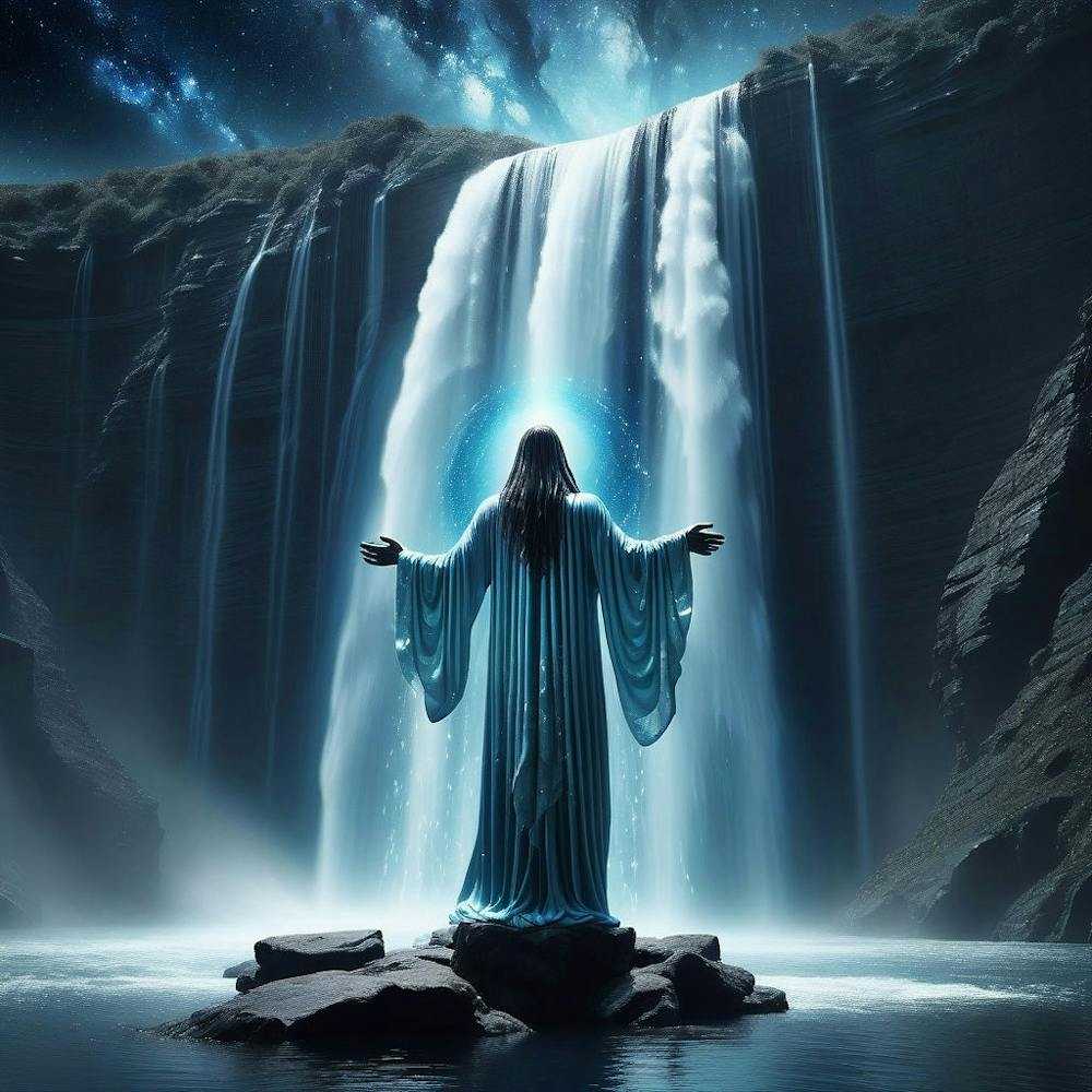 Jesus In The Waterfall 1