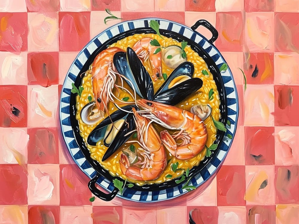 Seafood Risotto Pink Checkerboard 3
