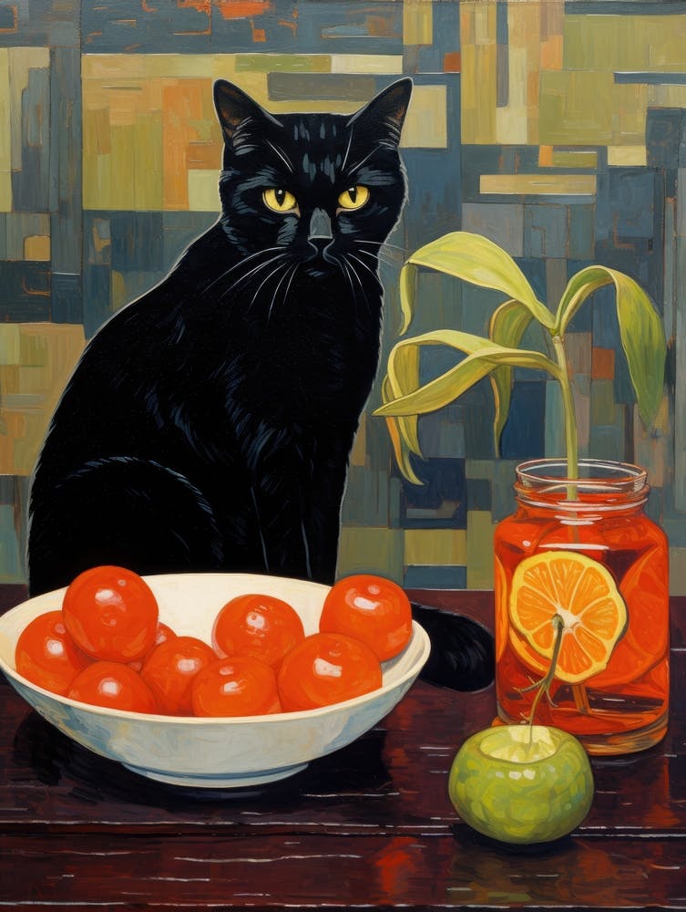 Cat And Tomatoes