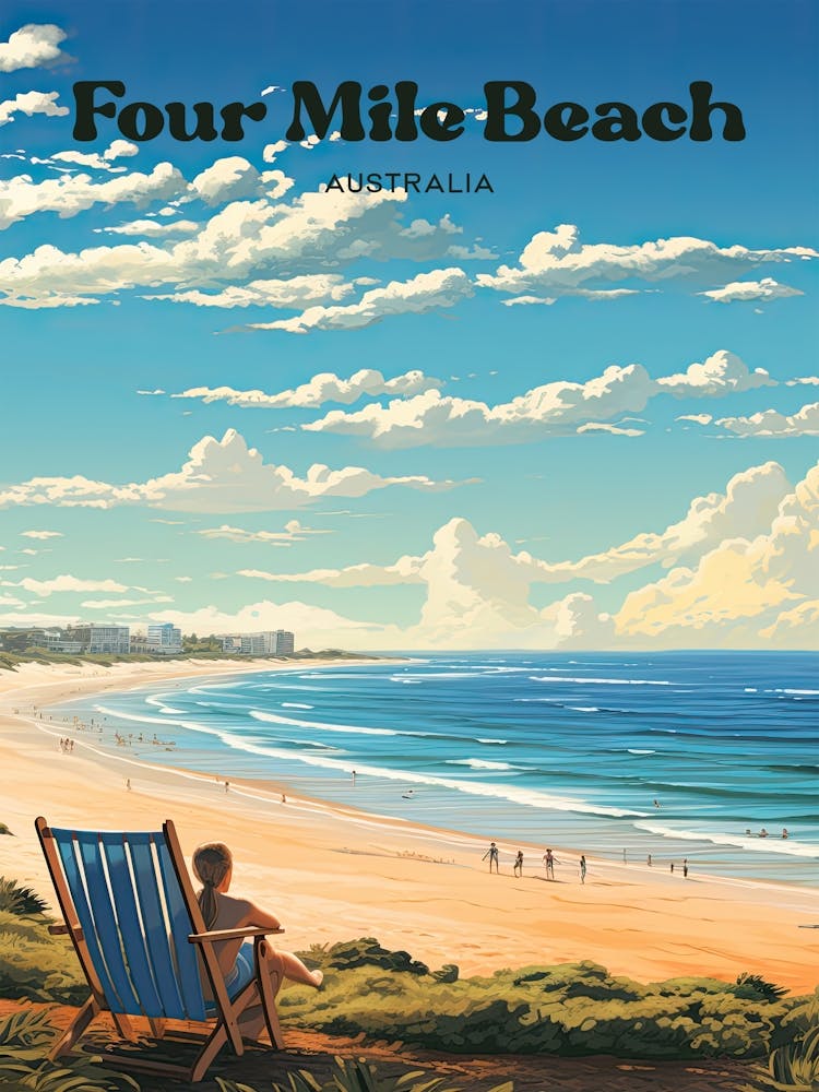 Four Mile Beach Australia Beautiful Travel Illustration