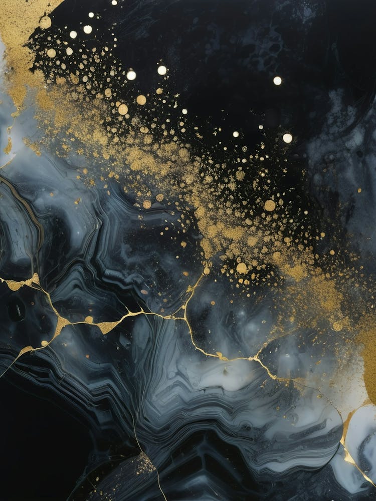 Golden Marble Dust Modern Abstract