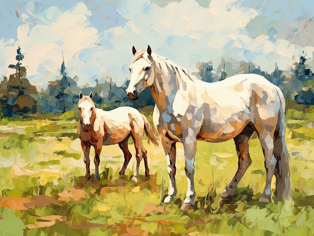 Horses Painting In Transylvania, Romania, Landscape 4