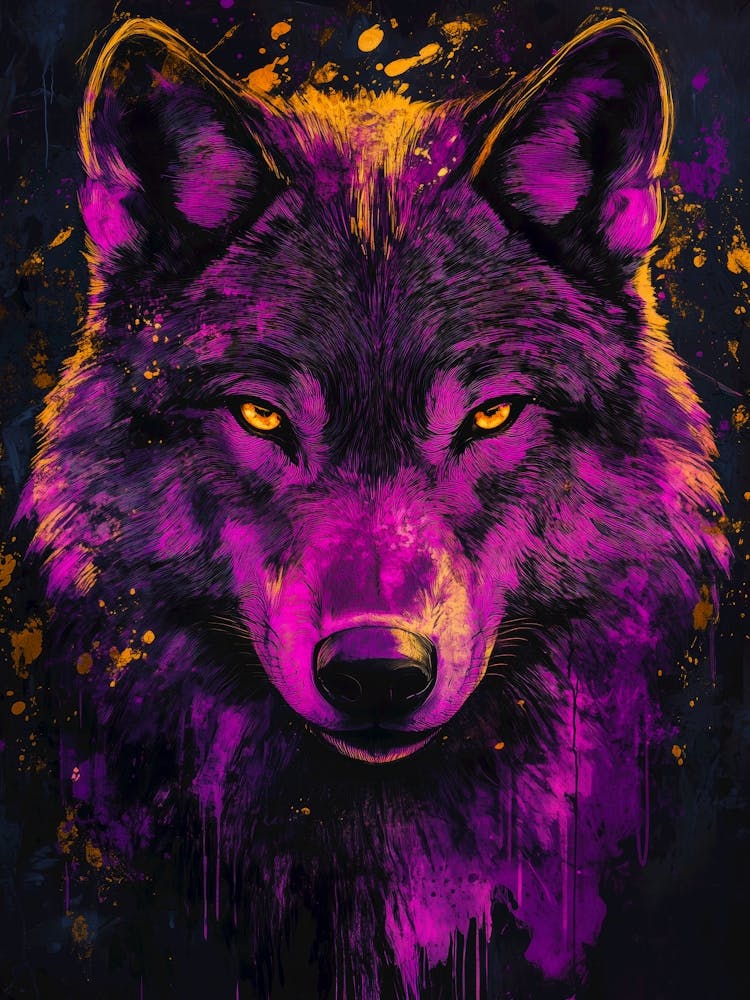 Purple Wolf animal art