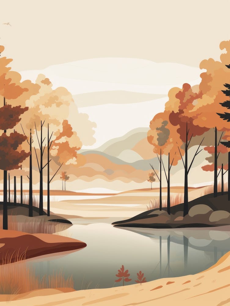 Autumn , Fall, Landscape, Inspired By National Park in the USA, Lake, Great Lakes, Boho, Beach, Minimalist Canvas Print, Travel Poster, Autumn Decor, Fall Decor 10