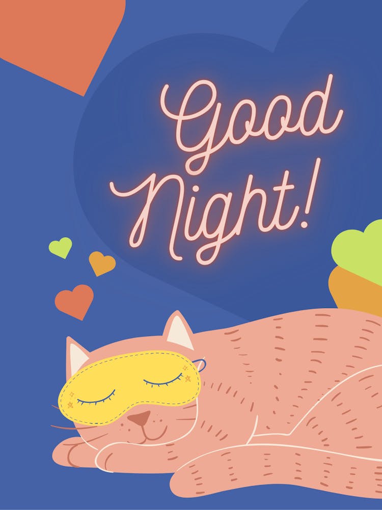 Good Night Cat Poster – Cute Sleeping Cat Wall Art for Kids Room