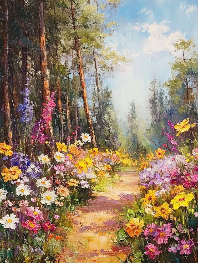 Path In The Flowers Forest