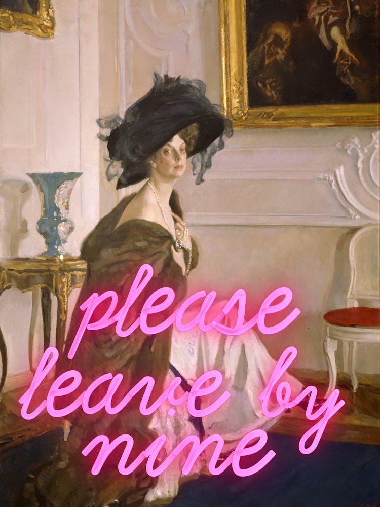 Please leave by nine - Vintage altered art - Trendy wall art decor