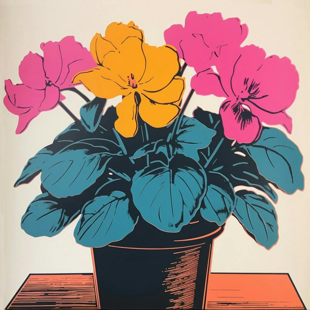 Cyclamen 2 Pop Art Illustration Square