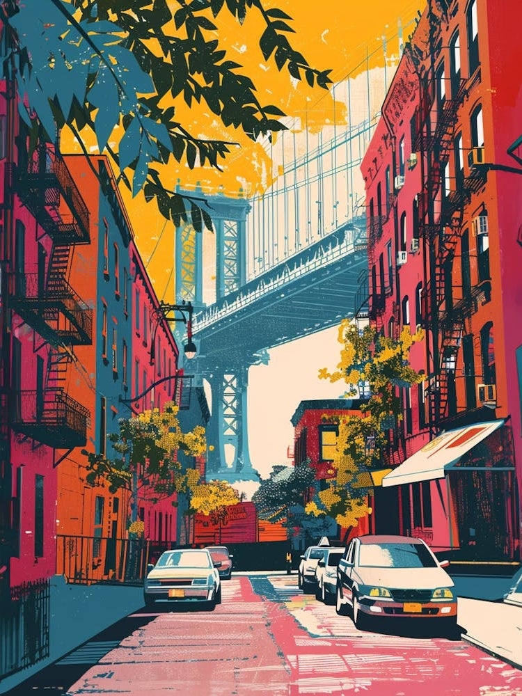 Williamsburg New York Colourful Silkscreen Illustration 1