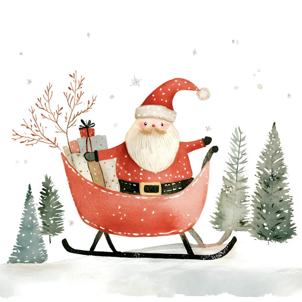 Cute Nordic Santa With Gifts – Hand Painted Christmas Art 1