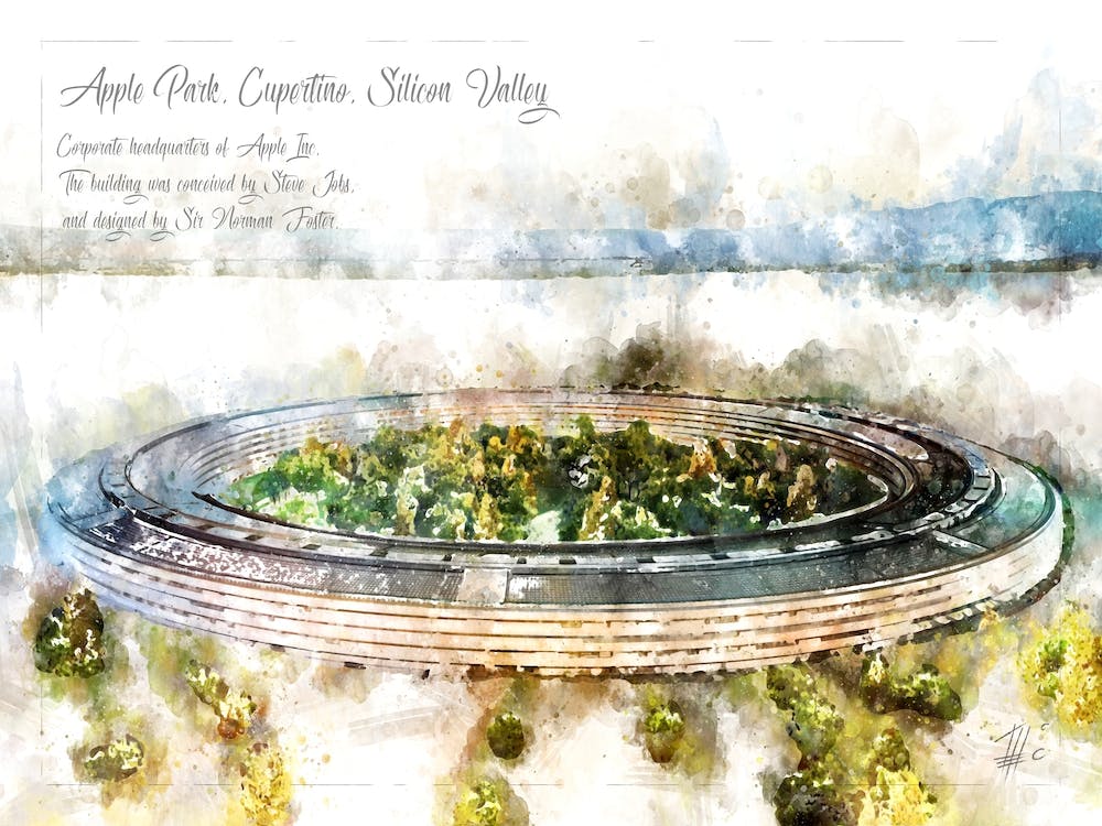 Apple Park, Watercolor
