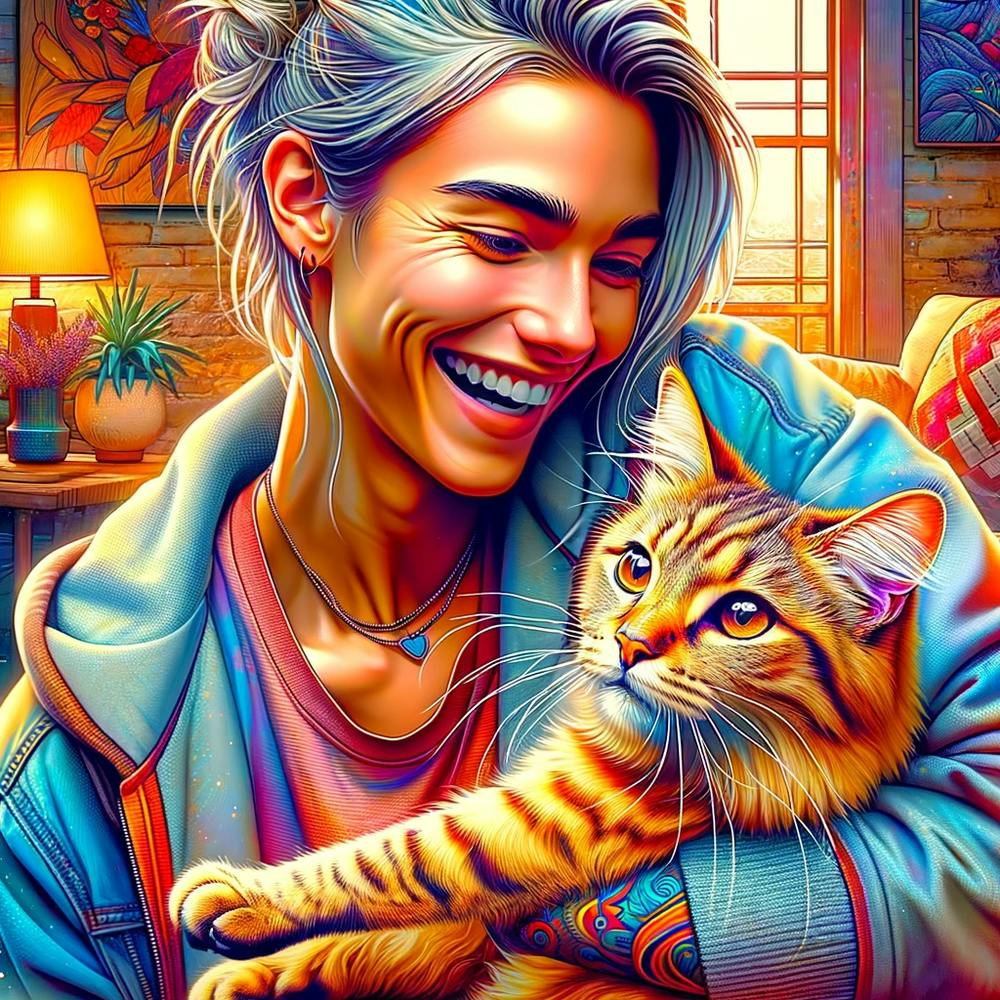 Portrait Of A Girl With A Cat - Millenial