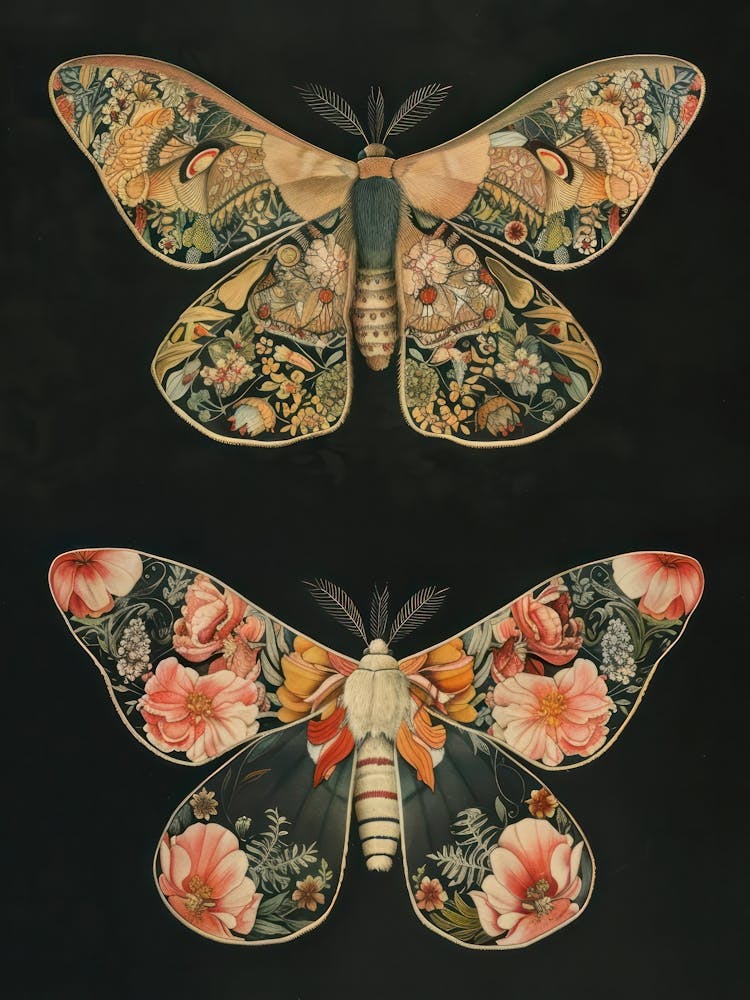 Butterfly Night Symphony William Morris Style 9
