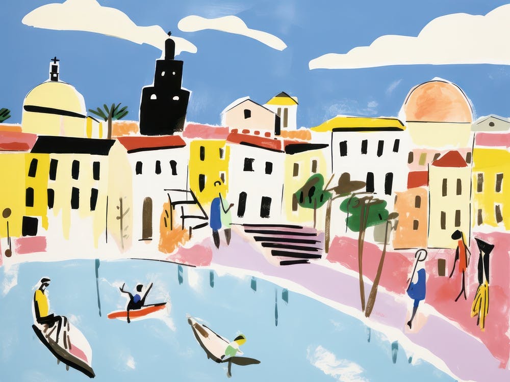 Naples Italy Cute Watercolour Illustration 4