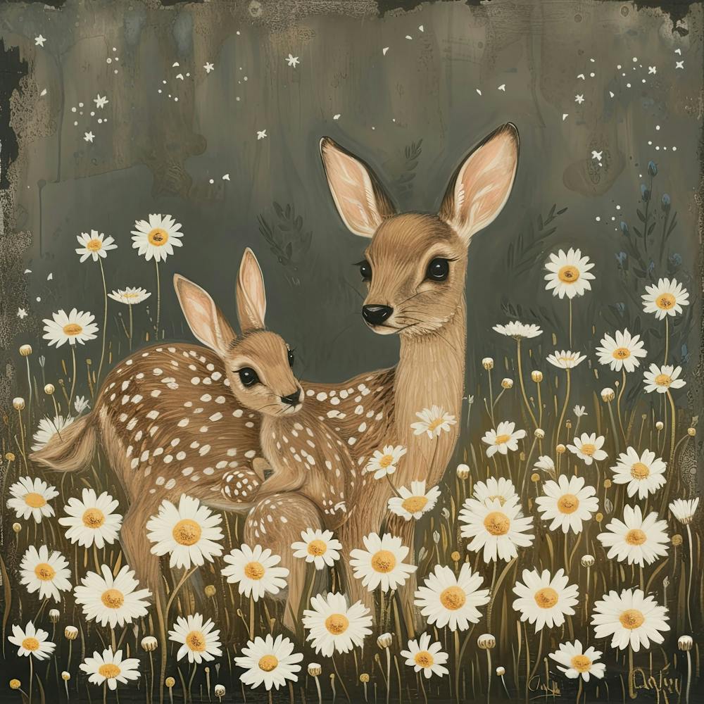Deer And Rabbits Fairycore Painting 3