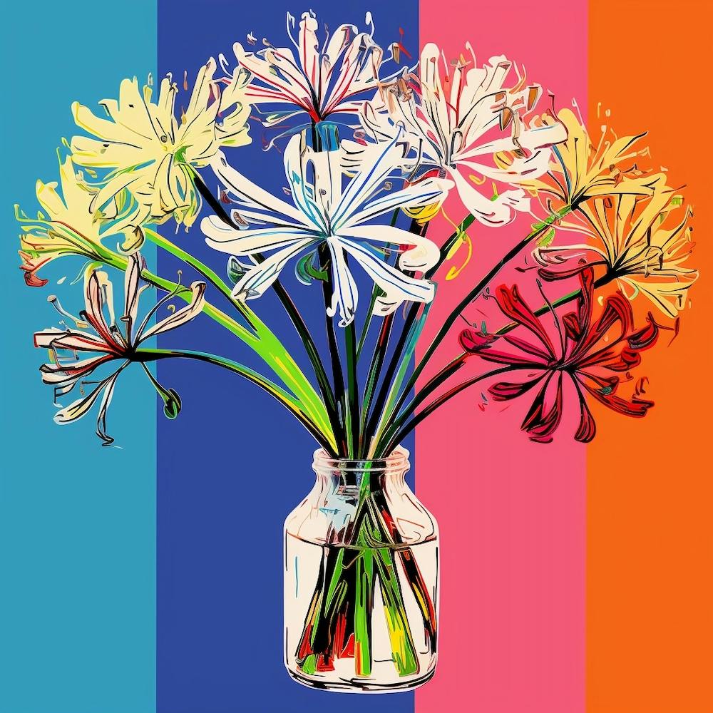 Andy Warhol Style Pop Art Flowers Agapanthus 2 Square