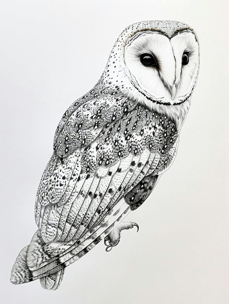 Oriental Bay Owl Drawing 1