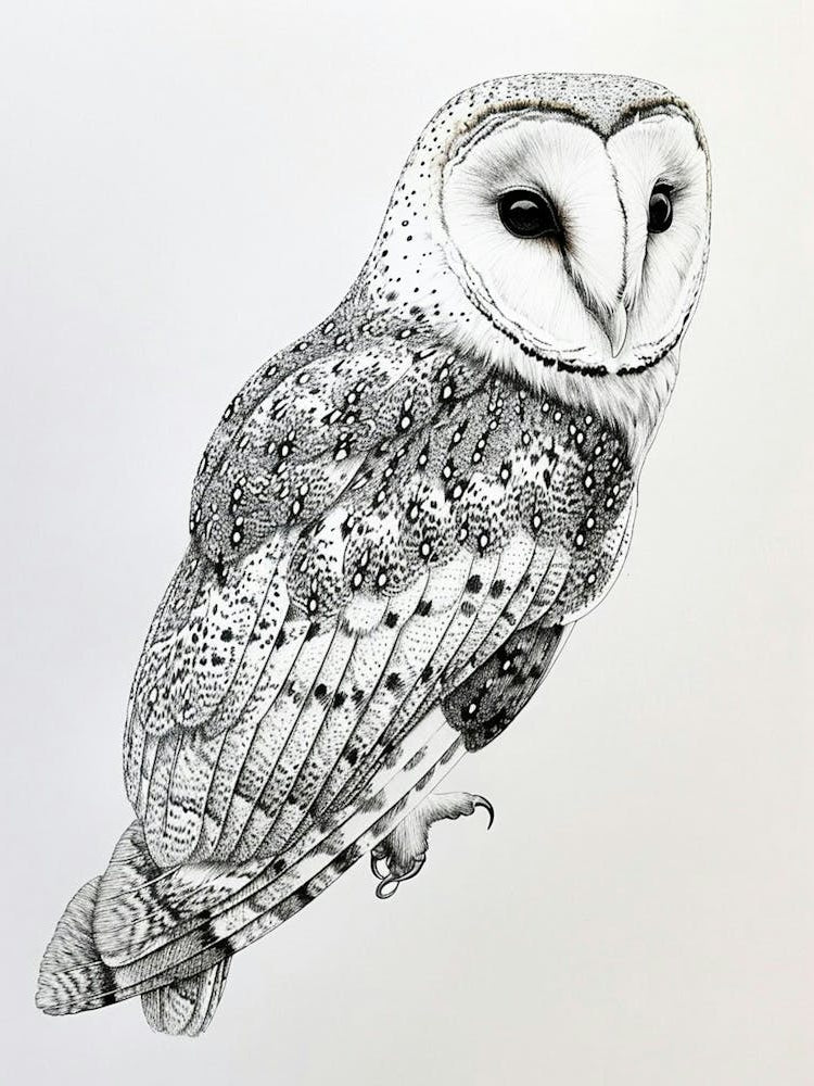 Oriental Bay Owl Drawing 1
