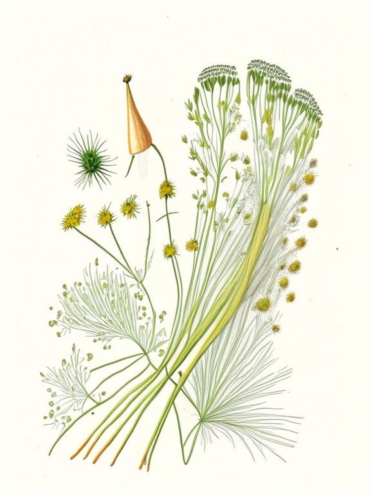Fennel Seeds Spices And Herbs Pencil Illustration 7
