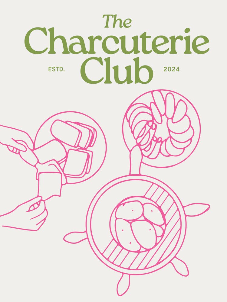 The Charcuterie Club Print Green & Pink