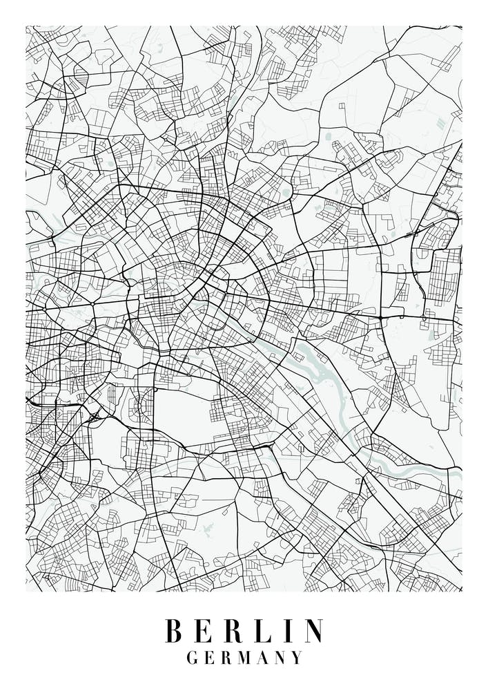Berlin Germany Street Map Color Minimal