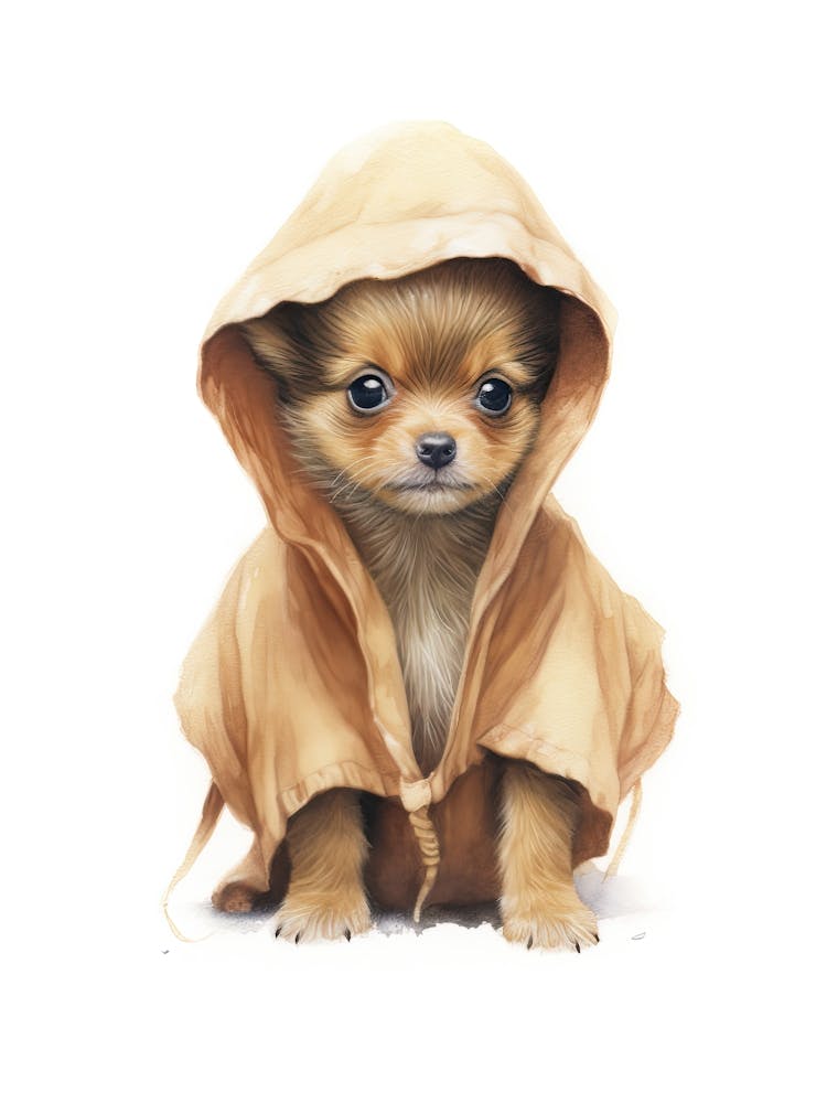 Puppy Dog As A Jedi Watercolour 3