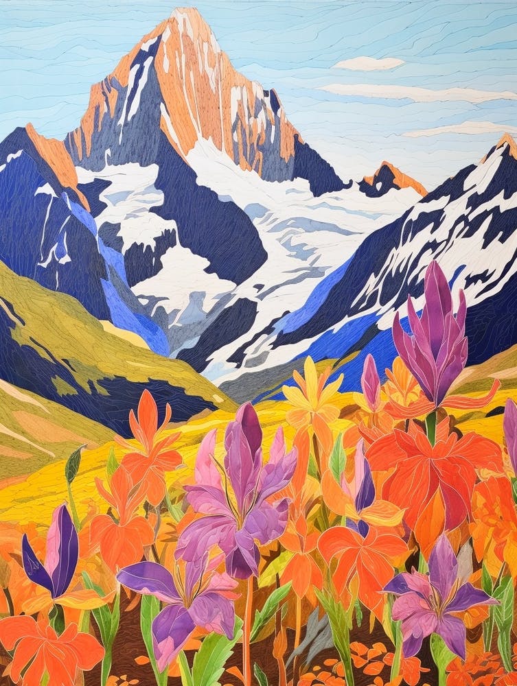 Aoraki New Zealand 4 Colourful Mountain Illustration