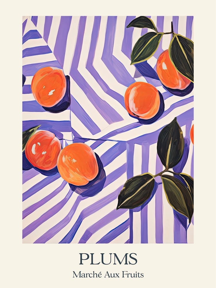 Marche Aux Fruits Plums Fruit Summer Illustration 3