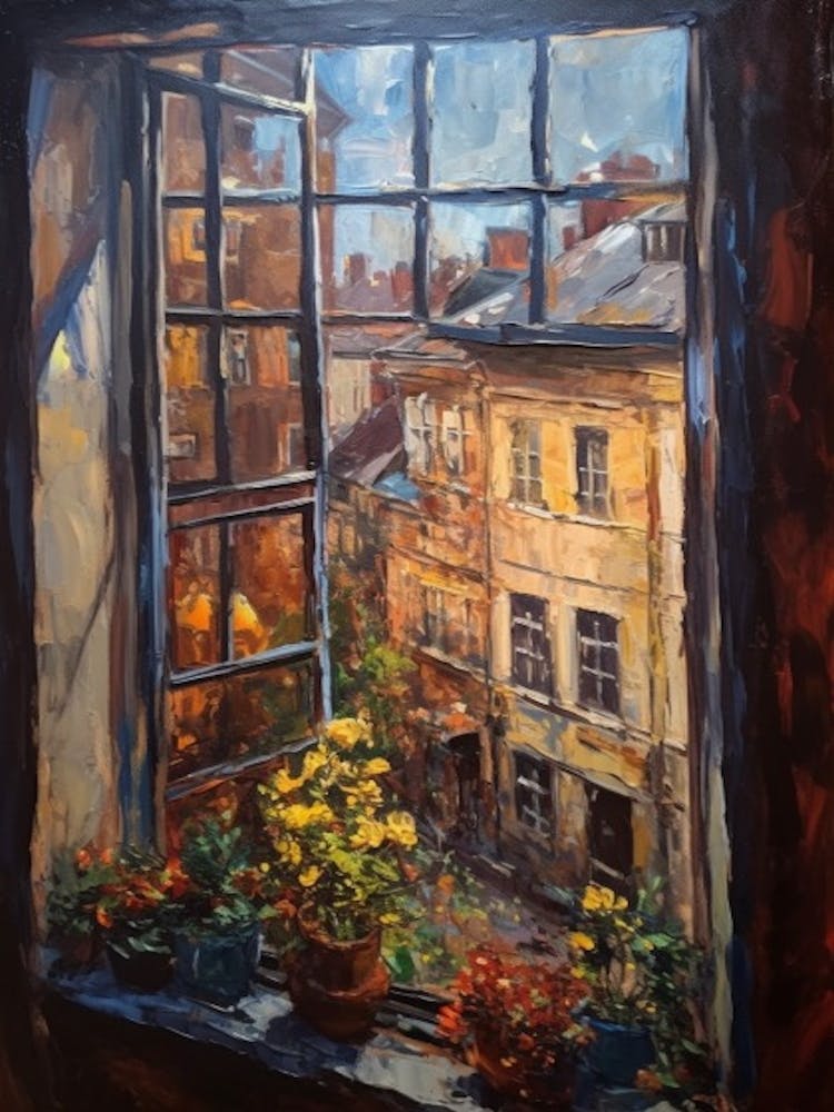 Window View Of Stockholm Sweden Impressionism Style 2