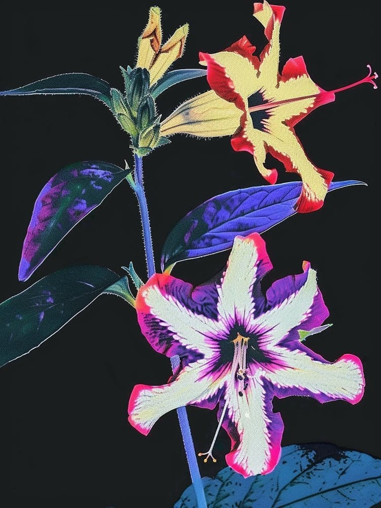 Neon Flowers On Black Petunia 3