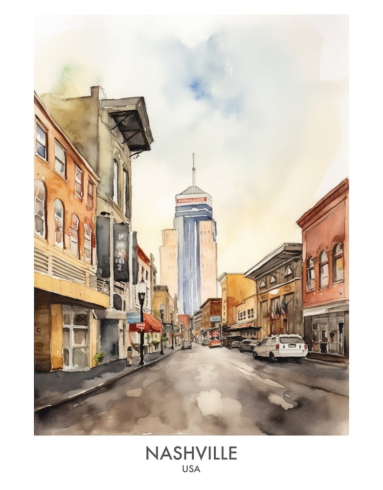 Nashville Aquarell Reiseposter 2