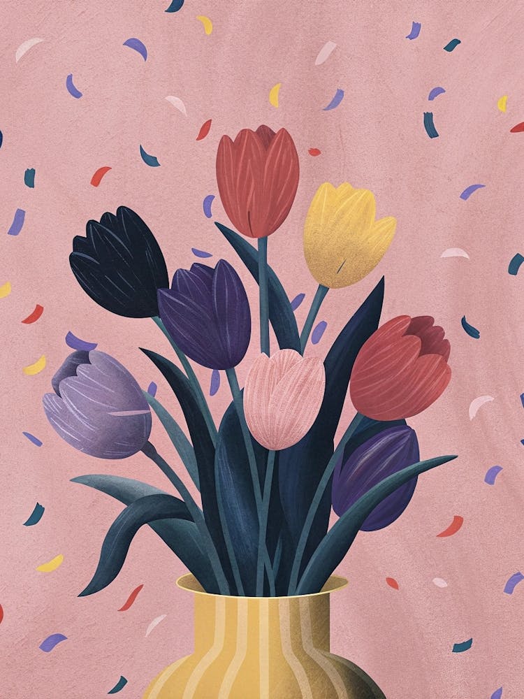 Tulips In A Yellow Vase Living Room (1)