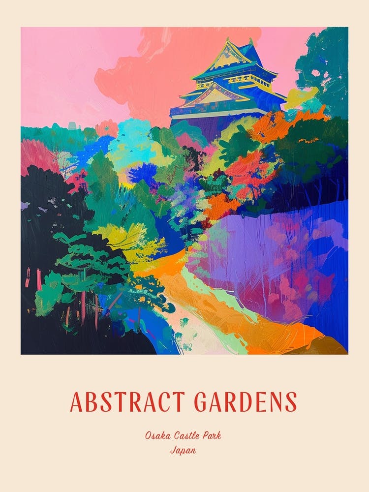 Colourful Gardens Osaka Castle Park Japan 1 Red Poster