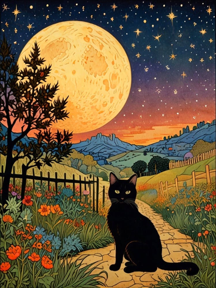 William Morris Moonlit Cat 1