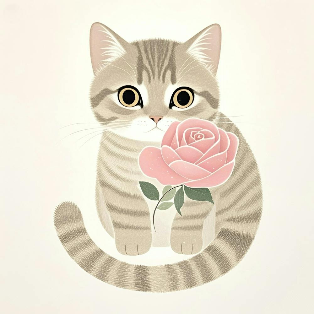 Cat With Rose