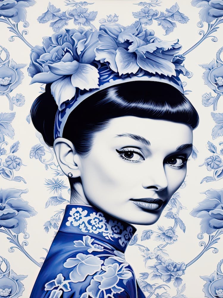 Audrey Hepburn Delft Tile Illustration 2