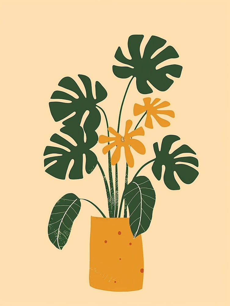Swiss Cheese Plant Minimalist Illustration 7