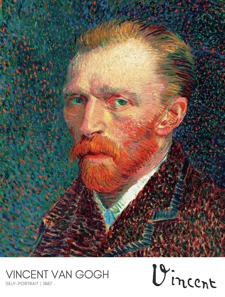 Vincent van Gogh self-portrait - Famous Van Gogh portrait artwork - Van Gogh expressive portrait -