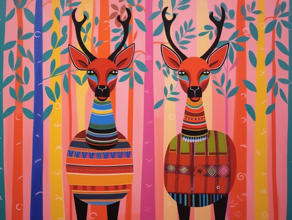 Okapi 3 Folk Style Animal Illustration