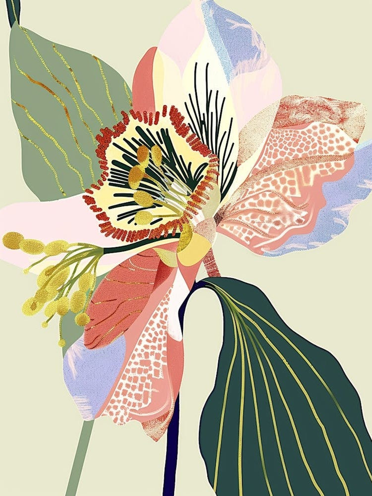Colourful Flower Illustration Hellebore 4
