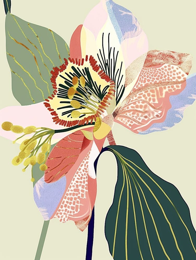 Colourful Flower Illustration Hellebore 4