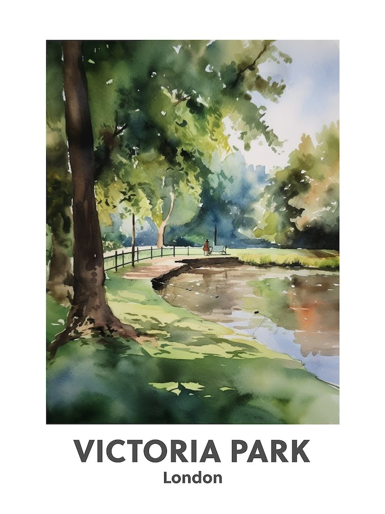 Victoria Park, London 2 Watercolour Travel Poster