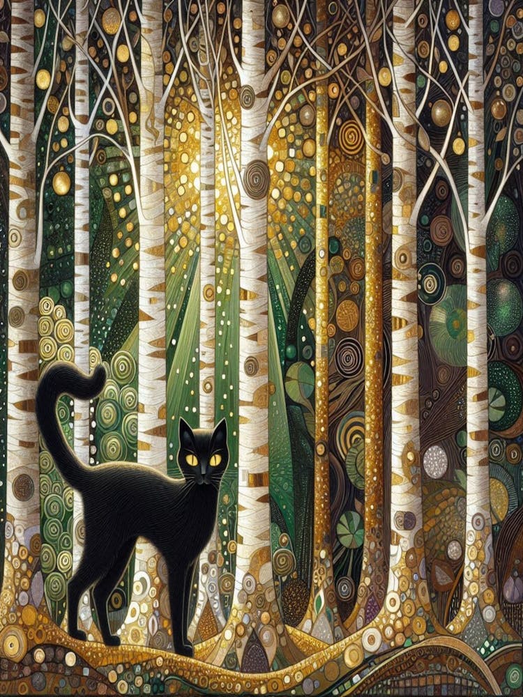 Black Cat In The Forest
