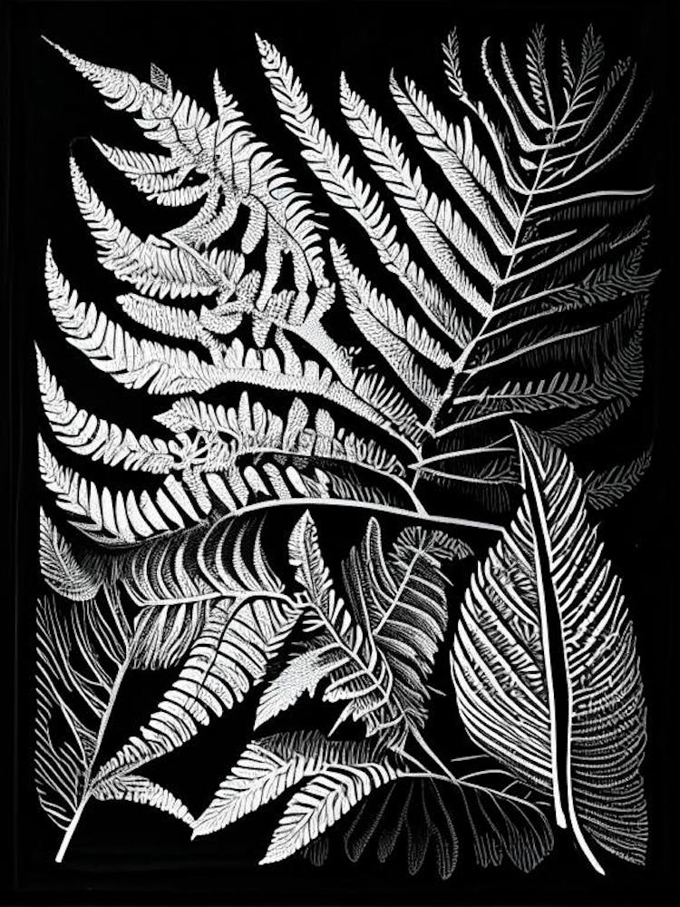 Leatherleaf Fern Linocut