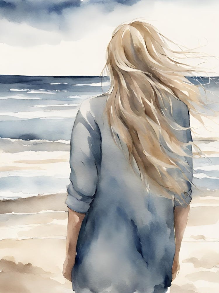 Blondes Mädchen Am Strand
