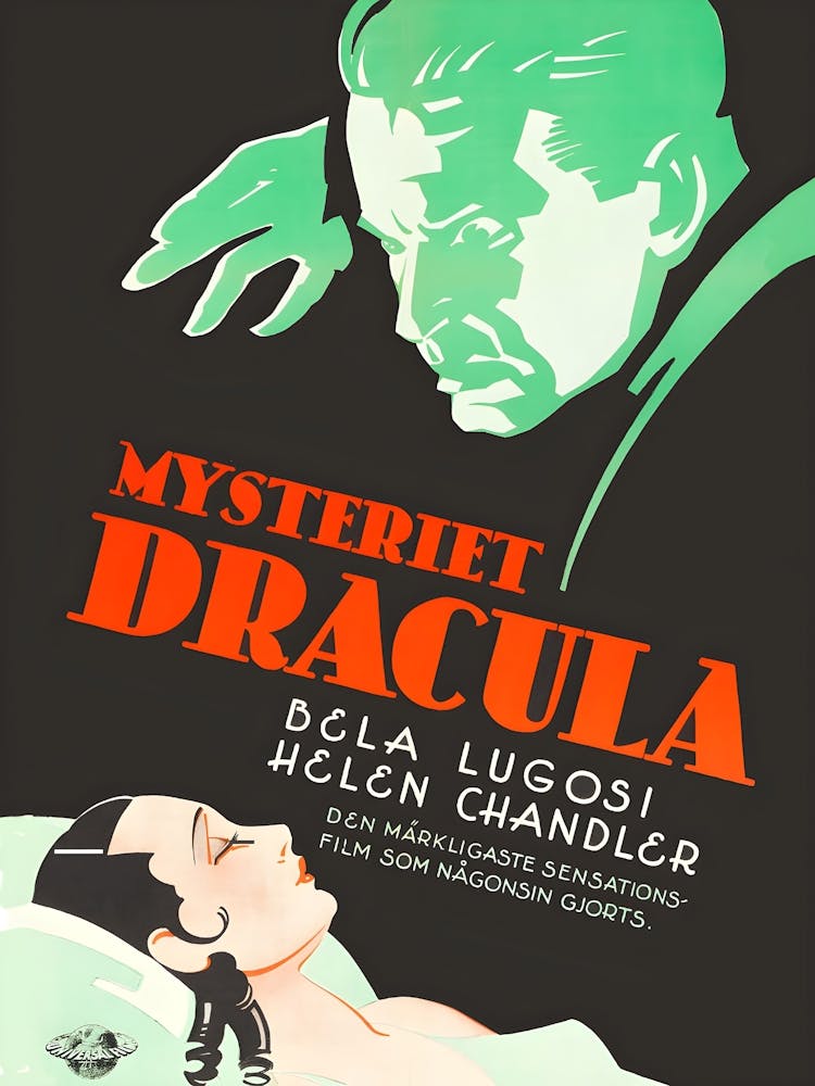Horror Classic Dracula, Swedish Movie Poster, Tod Browning 1931