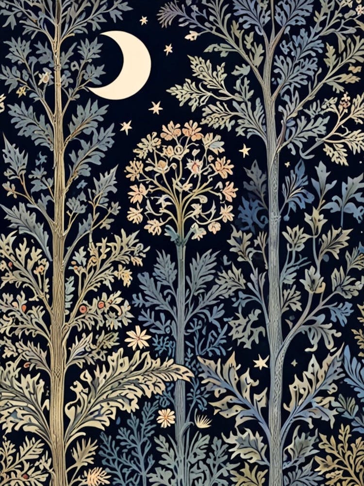 William Morris Moon And Trees 2