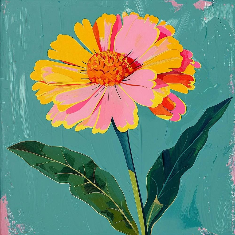 Marigold 1 Square Flower Illustration