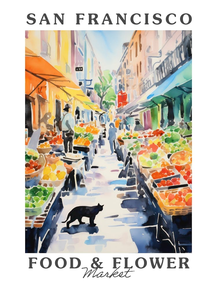 Food Market With Cats In San Francisco 3 Poster