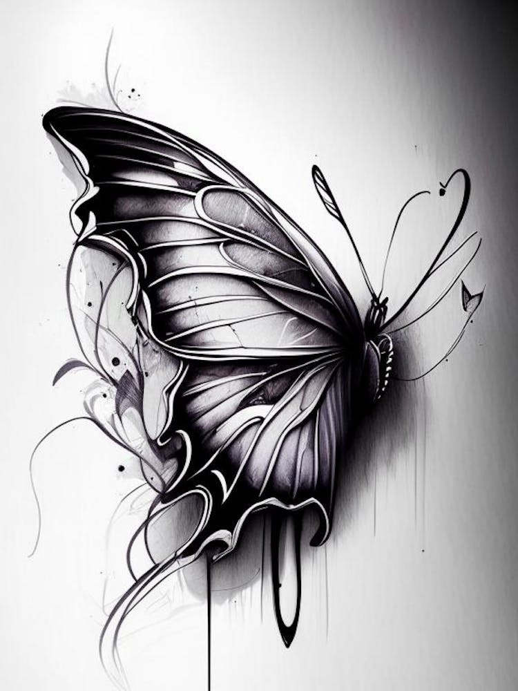 Butterfly Outline Graffiti Illustration 2